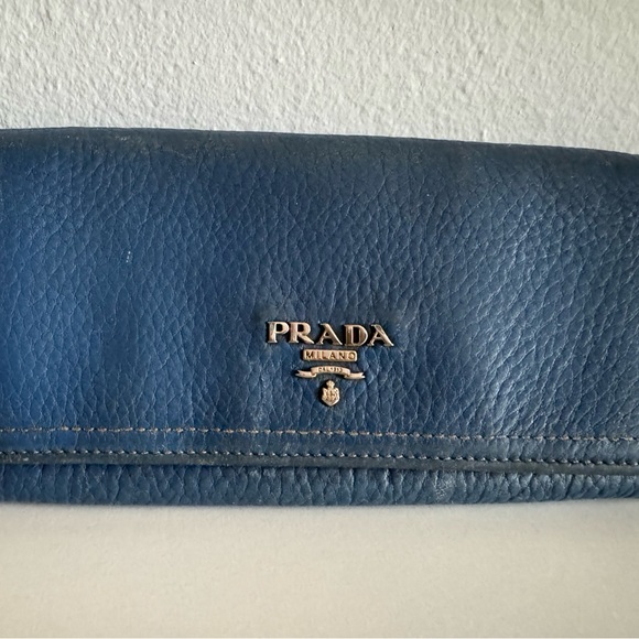 Prada Teal Blue Leather Women's Continental Wallet - Picture 4 of 13